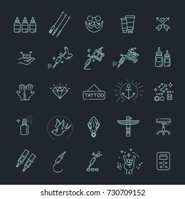 Tattoo salon master icon set.