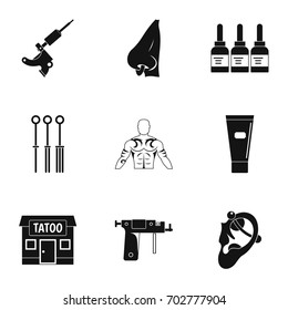 Tattoo salon specialist icon set. Simple set of 9 tattoo salon specialist vector icons for web isolated on white background