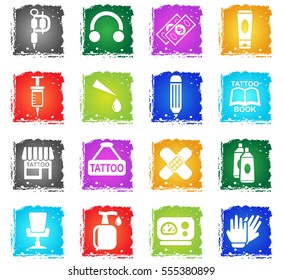tattoo salon web icons in grunge style for your design