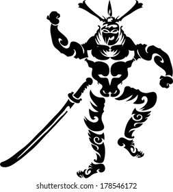 tattoo samurai,vector