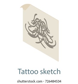 Tattoo sketch icon. Isometric illustration of tattoo sketch vector icon for web