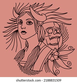 Tattoo sketch in traditional style.