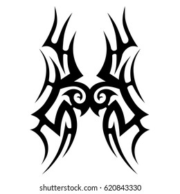 Tattoo sketch tribal vector design. Simple logo. Designer isolated element for decorating the body of women, men and girls arm, leg and other body parts. Abstract illustration.