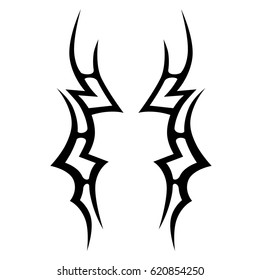 Tattoo sketch tribal vector design. Simple logo. Designer isolated element for decorating the body of women, men and girls arm, leg and other body parts. Abstract illustration.