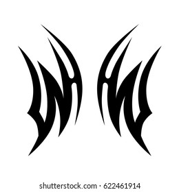 Tattoo sketch tribal vector design. Simple logo. Designer isolated element for decorating the body of women, men and girls arm, leg and other body parts. Abstract illustration.