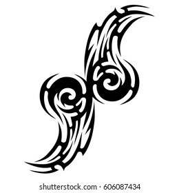 Tattoo sketch tribal vector designs. Simple logo. Designer isolated element for ideas decorating the body of women, men and girls arm, leg and other body parts. Abstract illustration.