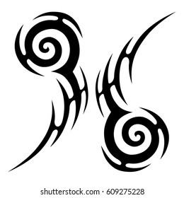 Tattoo sketch tribal vector designs. Simple logo. Designer isolated element for ideas decorating the body of women, men and girls arm, leg and other body parts. Abstract illustration.