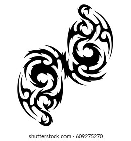Tattoo sketch tribal vector designs. Simple logo. Designer isolated element for ideas decorating the body of women, men and girls arm, leg and other body parts. Abstract illustration.
