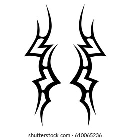 Tattoo sketch tribal vector designs. Simple logo. Designer isolated element for ideas decorating the body of women, men and girls arm, leg and other body parts. Abstract illustration.