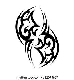 Tattoo sketch tribal vector designs. Simple logo. Designer isolated element for ideas decorating the body of women, men and girls arm, leg and other body parts. Abstract illustration.