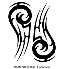 Tattoo sketch tribal vector designs. Simple logo. Designer isolated element for ideas decorating the body of women, men and girls arm, leg and other body parts. Abstract illustration.