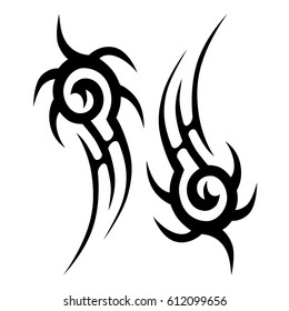 Tattoo sketch tribal vector designs. Simple logo. Designer isolated element for ideas decorating the body of women, men and girls arm, leg and other body parts. Abstract illustration.