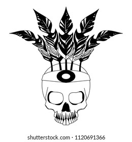 Tattoo skull drawing in black and white
