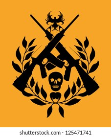 tattoo skull and gun vector art