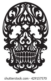 Tattoo Skull illustration in art nouveau style