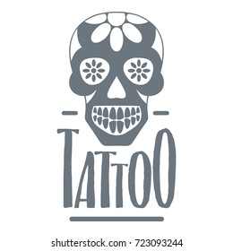 Tattoo skull logo. Simple illustration of tattoo skull vector logo for web