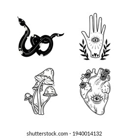 tattoo snake heart hamsa mushroom