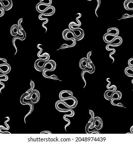 Tattoo snakes seamless pattern. Vintage tattoo print.