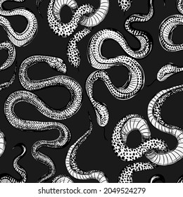 Tattoo snakes seamless pattern. Vintage tattoo print.