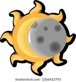 Tattoo of a solar eclipse, illustration, vector on a white background.
