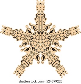 Ilustración del vector de símbolo de estrella de tatuaje