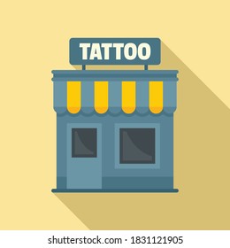 Tattoo studio building icon. Flat illustration of tattoo studio building vector icon for web design