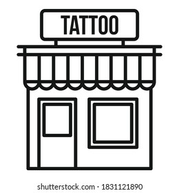 Tattoo studio building icon. Outline tattoo studio building vector icon for web design isolated on white background