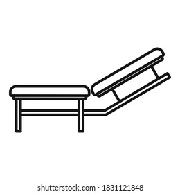 Icono de la cama de cliente de Tattoo studio. Símbolo del icono del vector de la cama del cliente del estudio de tatuajes de esquema para diseño web aislado en fondo blanco