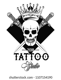 Tattoo studio design in black and white
