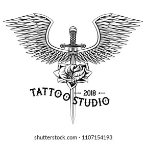 Tattoo studio design in black and white