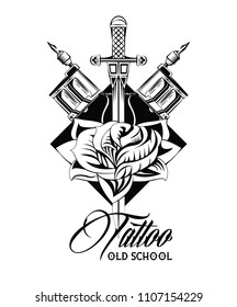 Tattoo studio design in black and white