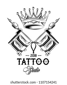Tattoo studio design in black and white