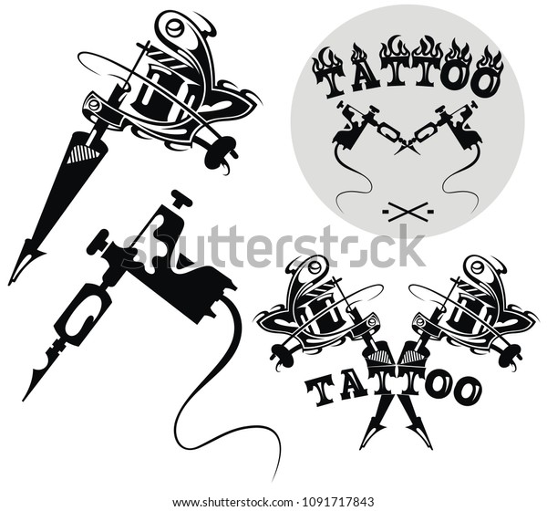 Tattoo Studio Emblem Tattoo Machines Stock Vector (Royalty Free ...