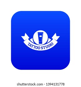Tattoo studio icon blue vector isolated on white background