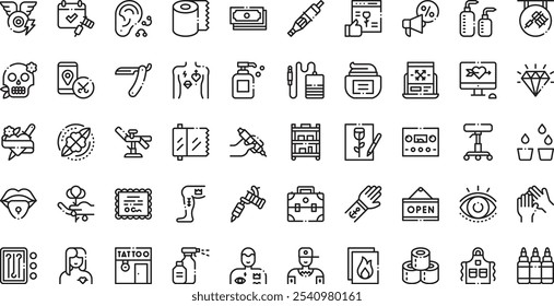 tatuagem estúdio ícones de alta qualidade vetor ícones coleção com curso editável. Ideal para projetos profissionais e criativos.