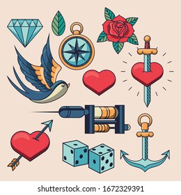 tattoo studio image artistic set icons vector illustration design