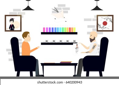 Tattoo studio interior.