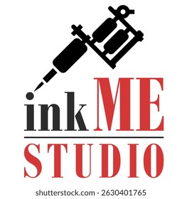Tattoo studio Logo Design with illustration of tattoo machine vector design
