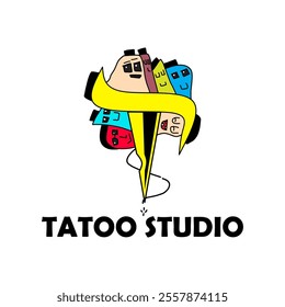 TATTOO STUDIO LOGO ICON,VECTOR ILLUSTRATION