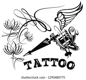 Tattoo studio logo template. Styled vector emblems