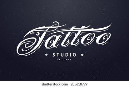 Tattoo studio logo template. Tattoo styled lettering. Vector art.