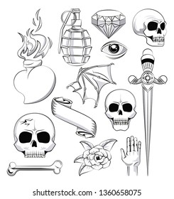 Tattoo studio old school drawings