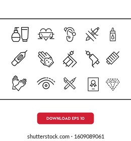 Tattoo studio outline set vector icon. Modern, simple flat vector illustration for web site or mobile app