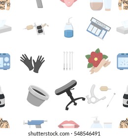 Tattoo studio pattern icons in cartoon style. Big collection tattoo studio vector symbol stock illustration