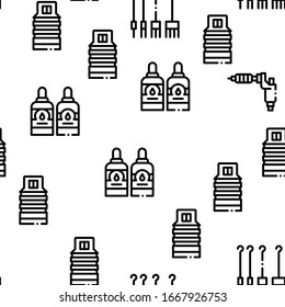 Tattoo Studio Tool Seamless Pattern Vector Thin Line. Illustrations