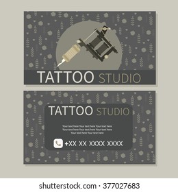 Tattoo studio. Vector business card design for a tattoo studio. Tattoo