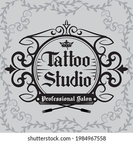 tattoo studio vintage text emblem