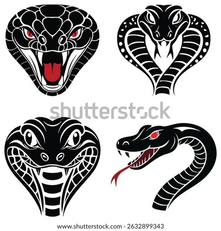 Tattoo Style Black Snake Head Vector

