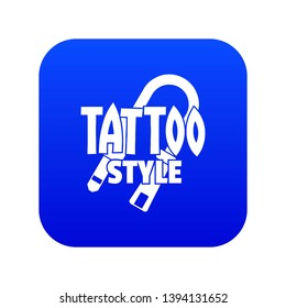 Tattoo style icon blue vector isolated on white background