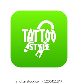 Tattoo style icon green vector isolated on white background
